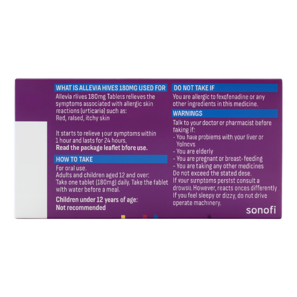 Allevia Hives 180mg Tablets